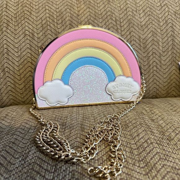 NWOT Stoney clover lane rainbow clutch with cross body chain - Picture 2 of 3